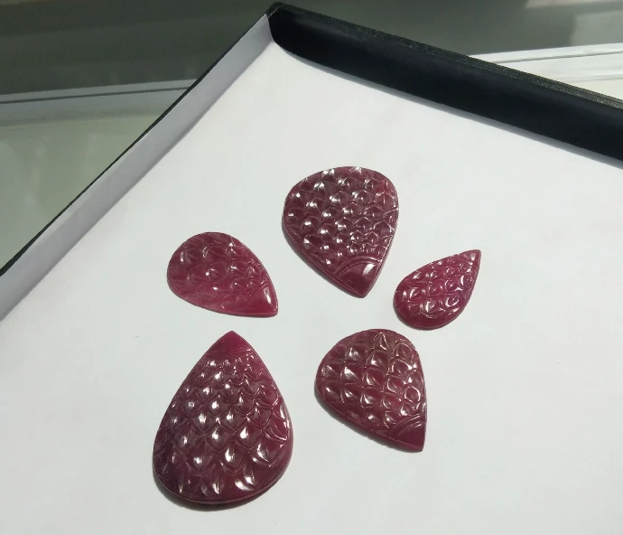 Carved Ruby cabochons